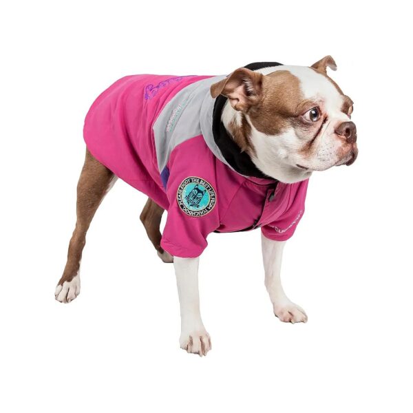 Pink Waterproof Windproof Dog Coat Ski Jacket with Hood for X-Large Dogs