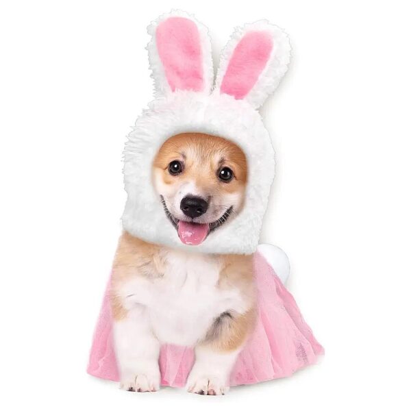 Pink White Pet Bunny Costume Set for Small Dogs Cats Easter Party Supplies