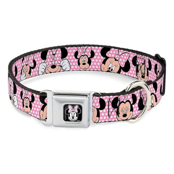 Pink and White Polka Dot Dog Collar with Buckle Closure and Medium Fit