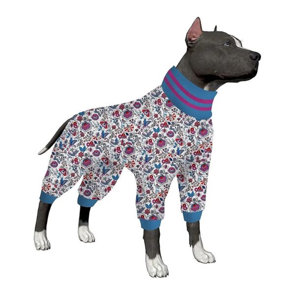 Pitbull Dog Sweater with Fantasy Flowers Prints, Lightweight, and Soft for Warmth