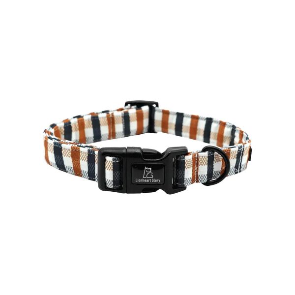 Plaid Dog Collars for Small to Large Dogs, Soft Cotton, Adjustable Buckle