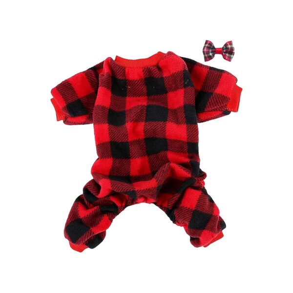 Plaid Dog Pajamas Small Size Small Breed Dogs Cozy Winter Wear