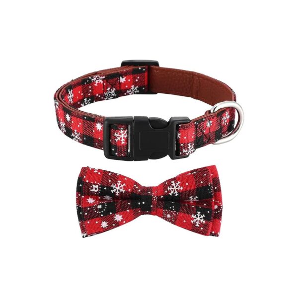 Plaid Pattern Christmas Dog Collar with Sturdy Construction and Adjustable Buckle