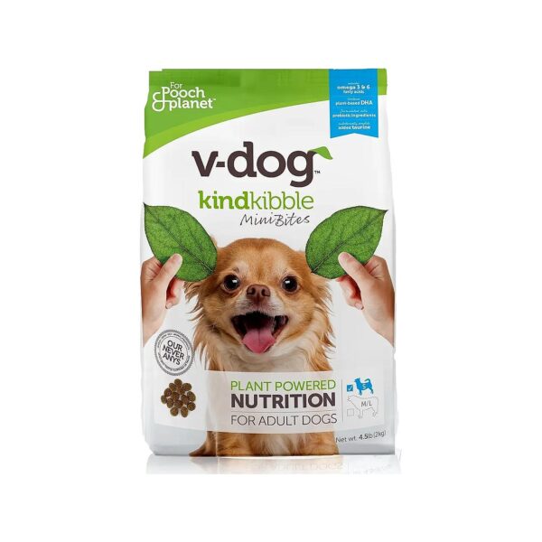 Plant-Based Mini Kibble Dry Dog Food for Small Breed Dogs with Sensitive Stomach and Skin