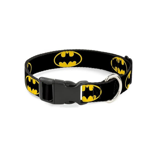 Plastic Buckle Down Clip Collar for Large Dogs in Batman Shield Black Yellow