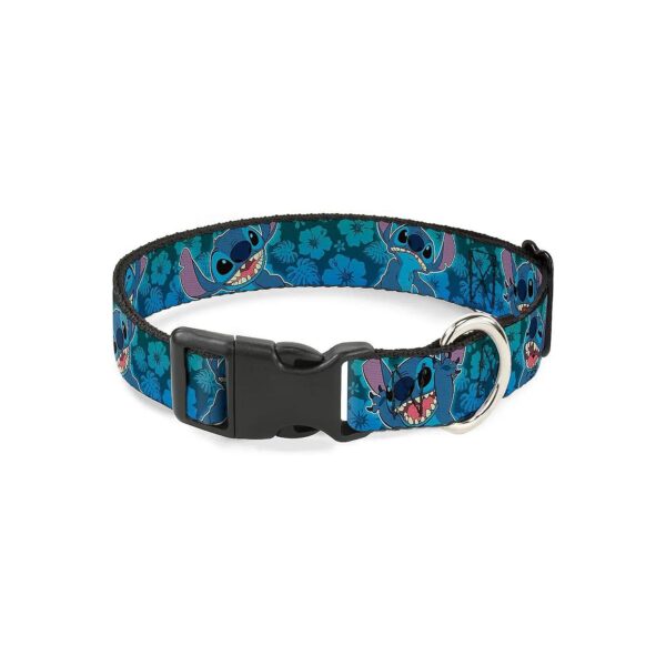 Plastic Clip Collars with Stitch Expressions/Hibiscus Collage Design for Small Dogs