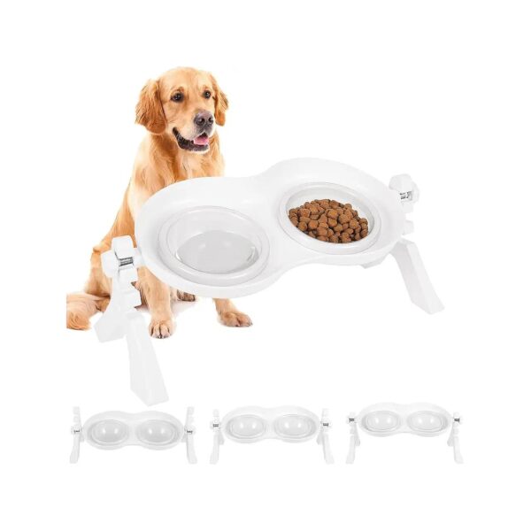 Plastic Dog Feeder with Removable Bowls and Easy Cleaning for Pet Care