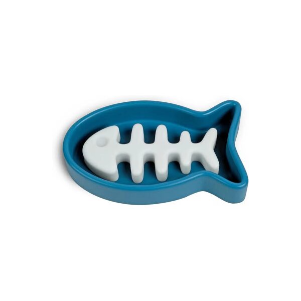 Plastic Fish-Shaped Cat Bowl for Wet and Dry Food