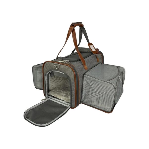 Platinum Gray Expandable Pet Carrier for Air Travel and Comfort