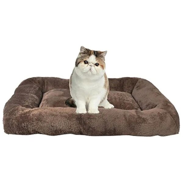 Plush Brown Pet Bed with Extra Filling for Cozy Sleeping 30L x 21W x 4H inches