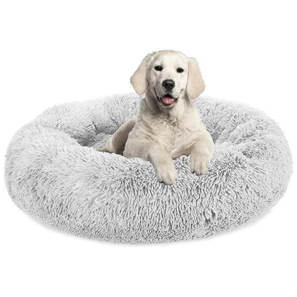 Plush Calming Dog Bed Round Donut Bed for Small Medium Large Dogs Provides Soothing Sleep