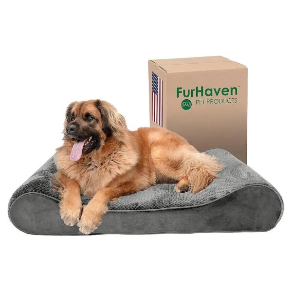 Plush Minky Faux Fur and Velvet Luxe Lounger Orthopedic Dog Bed