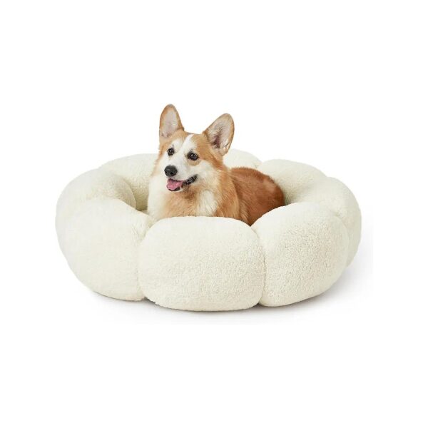 Plush Teddy Sherpa Dog Bed for Large Breeds Up to 100 Lbs with Machine Washability