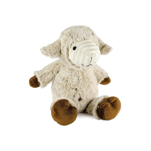 Plush Two Tone Sheep Pet Toy with Corduroy Trim Face and Squeaker for Creative Play