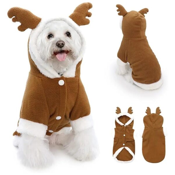 Polar Fleece Dog Elk Santa Costume for Small to Medium-Sized Dogs