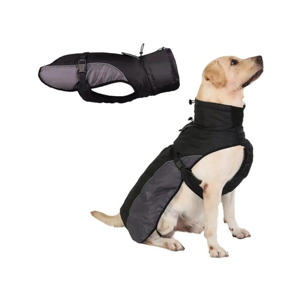 Polar Fleece Lined Windproof Dog Coat for Medium to Large Dogs