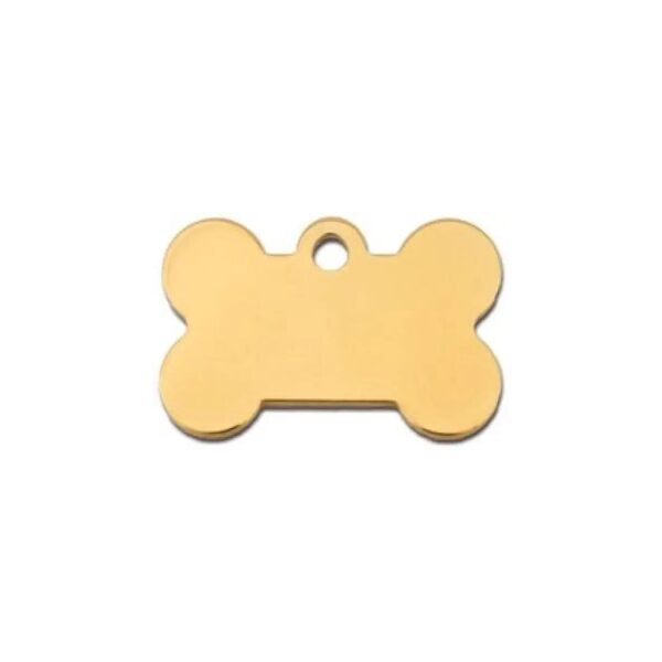 Polished Brass Metal Bone Shaped Pet Identification Tags for Small to Medium Pet Owners