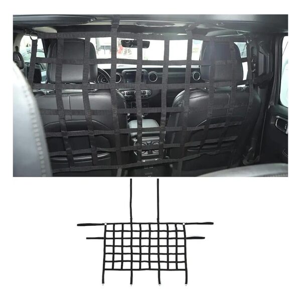 Polyamide Made Rear Seat Net for Settling Pet and Children During Long Drive Black