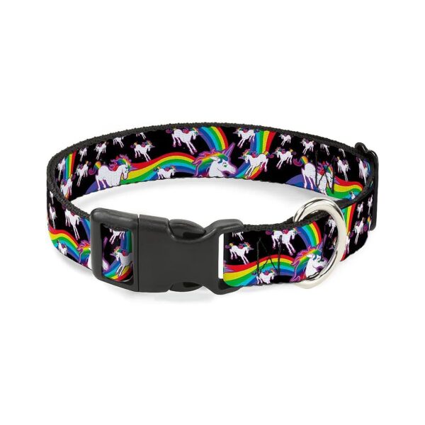 Polyester Dog Collar Unicorns Rainbow Swirl Black 15 26 Neck Large