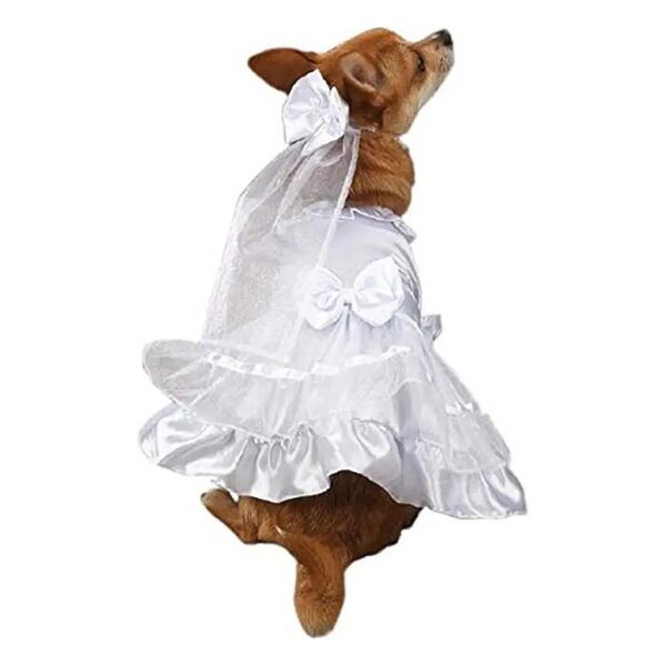 Polyester Dog Wedding Dress for Big Celebration Occasions, White, Large Size