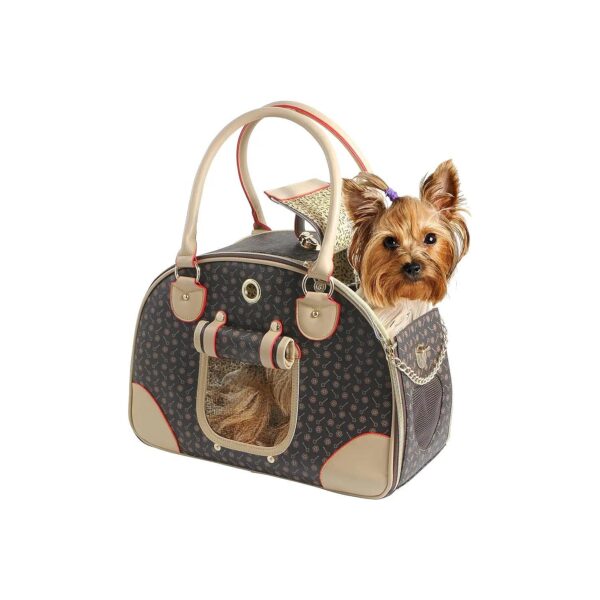 Polyester and Faux Leather Pet Carrier for Guinea Pigs, Rabbits, and Small Dogs