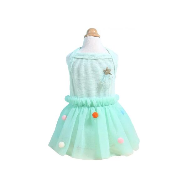 Pom Pom Decor Dog Princess Dress with Sleeveless Cake Skirts for Small Medium Dogs