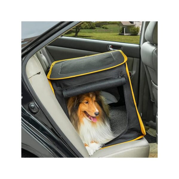 Portable 26 Inch Dog Travel Crate for Medium Dogs with Padded Pad and Curtain