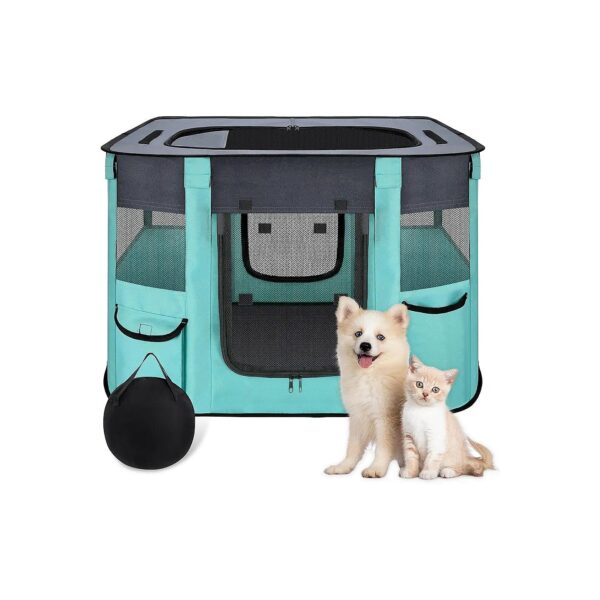 Portable Black Oxford Cloth Pet Playpen with Free Carrying Bag Medium Pet Playpen Indoor