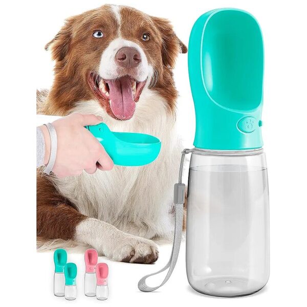 Portable Blue Dog Water Bottle for Travel with Leak-Proof Dispenser and Bowl