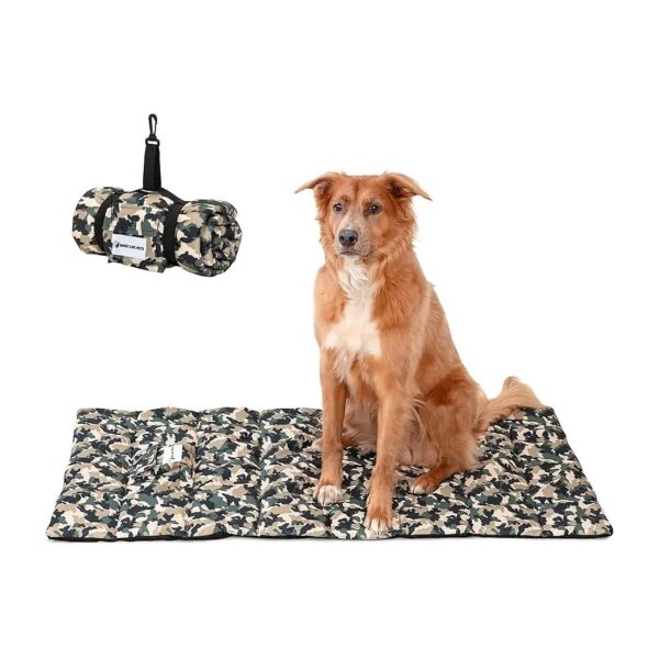 Portable Comfy Camo Print Dog Bed for Camping and Travel