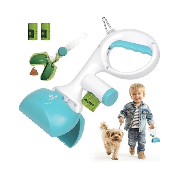 Portable Dog Poop Scooper for Kids and Seniors with Attached Bag and Grabber