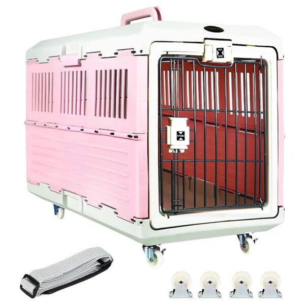 Portable Pet Crate with 360-Degree Ventilation for Cats and Small to Medium-Sized Dogs