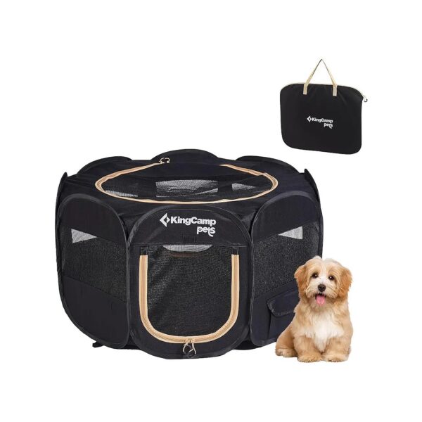 Portable Pet Playpen for Small to Large Dogs with Carrying Case and Removable Zipper