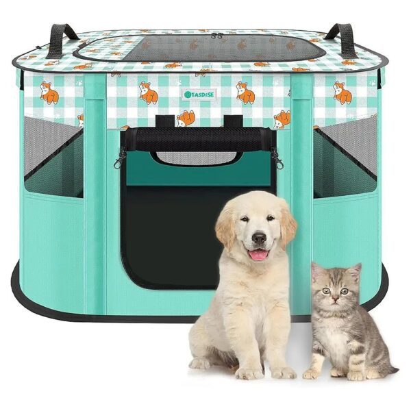 Portable Small Animal Playpen with 900D Oxford Cloth Foldable Camping Travel Indoor Use