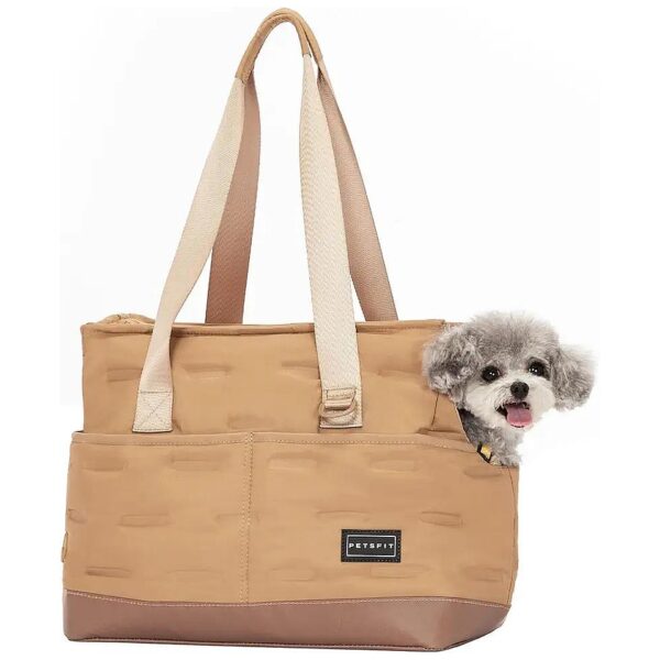 Portable Small Dog Carrier Purse with Pockets and Waterproof TPU Bottom