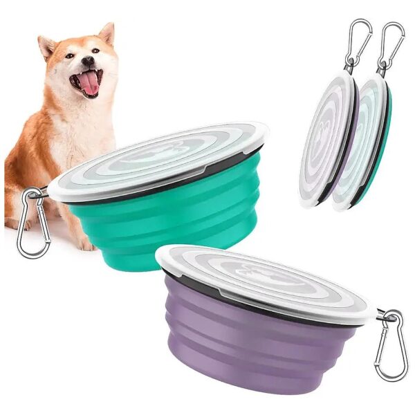 Portable and Collapsible Silicone Dog Food and Water Bowls for Home or Travel