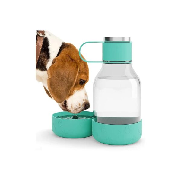 Portable and Practical 50 Ounce Water Bottle with Dog Bowl Attached