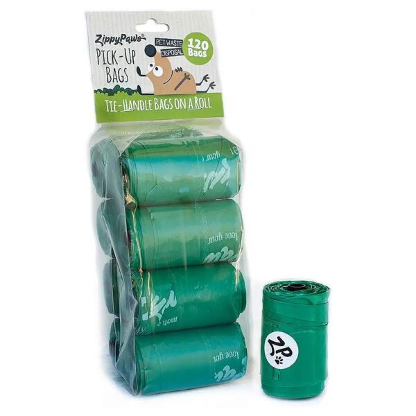 Powder-Coated Dog Waste Bags with Easy-Tie Handles and Green Color