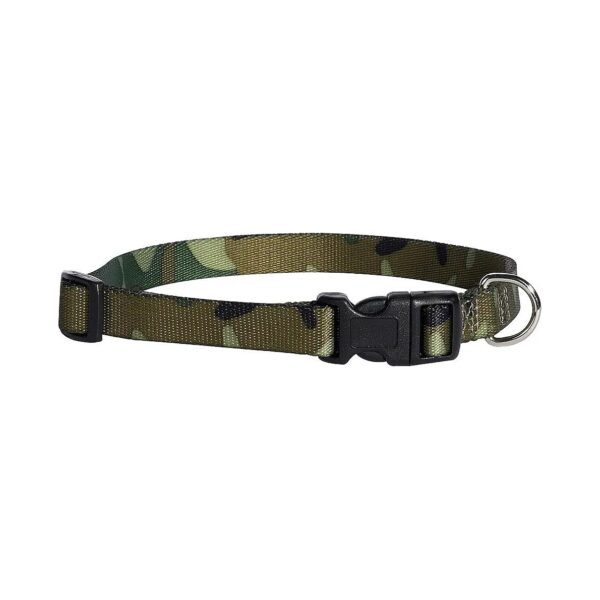 Practical Green Camo Nylon Dog Collars for Dogs with Necks 6-10 Inch