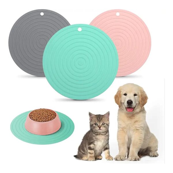 Practical Round Silica Gel Pet Feeding Mat for Cat Food Bowls and Water Trays