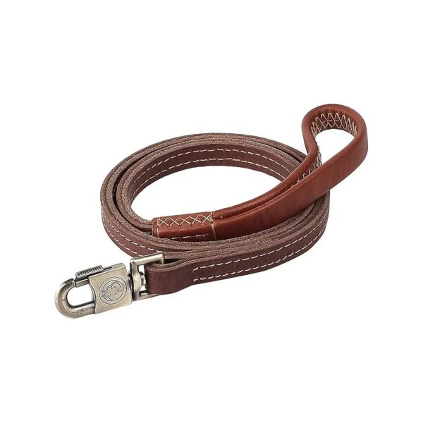 Premium 4-Foot Brown Leather Dog Leash for Extra Large Dogs Training Walking