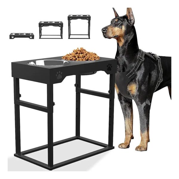 Premium Adjustable Elevated Dog Food Stand for Large Dogs with Stainless Steel Bowls