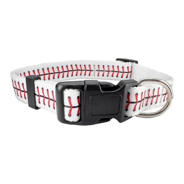 Premium Baseball-Inspired Dog Collar for Medium Pets with Quick Release Buckle