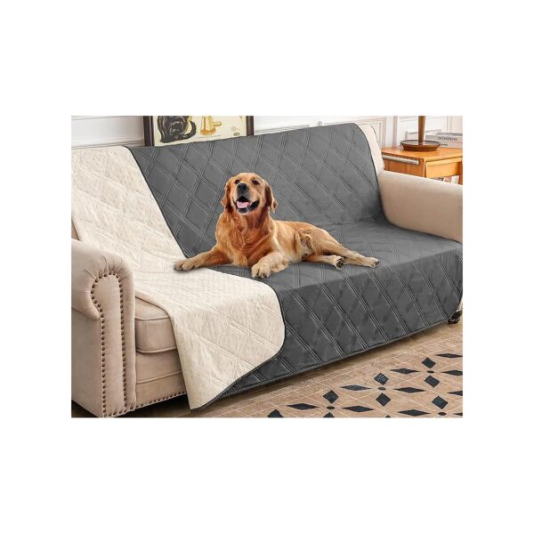 Premium Darkgrey Waterproof Dog Bed Cover with Anti-Slip Back for Furniture