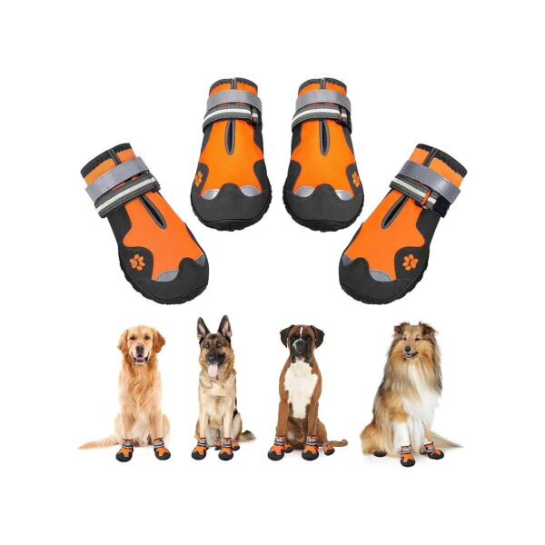 Premium Dog Shoes for Outdoor Activities Orange Large Dogs 4PCS