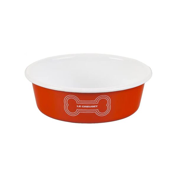 Premium Enamel Dog Bowl for Hot or Cold Food, 4 Cups, Orange