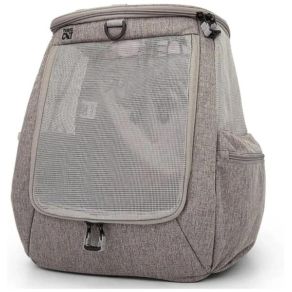 Premium Grey Cat Travel Bag with Ventilation Mesh and Side Pockets for Cats Up to 25 LBS