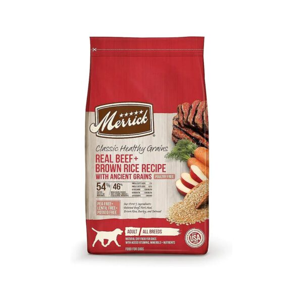 Premium Kibble with Beef and Brown Rice for Adult Dogs with Healthy Digestion and Skin