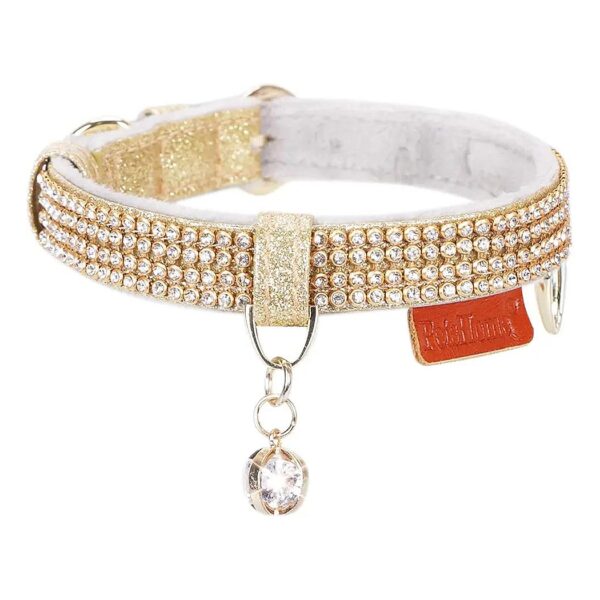 Premium Leather Cat Collars with Bling Rhinestones and Pendant for Small to Medium Dogs