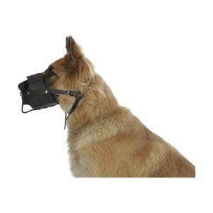 Premium Leather Dog Muzzle Size L Black with Genuine Leather Material Construction